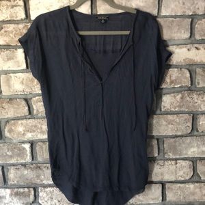 Lucky Brand sheer navy blue blouse